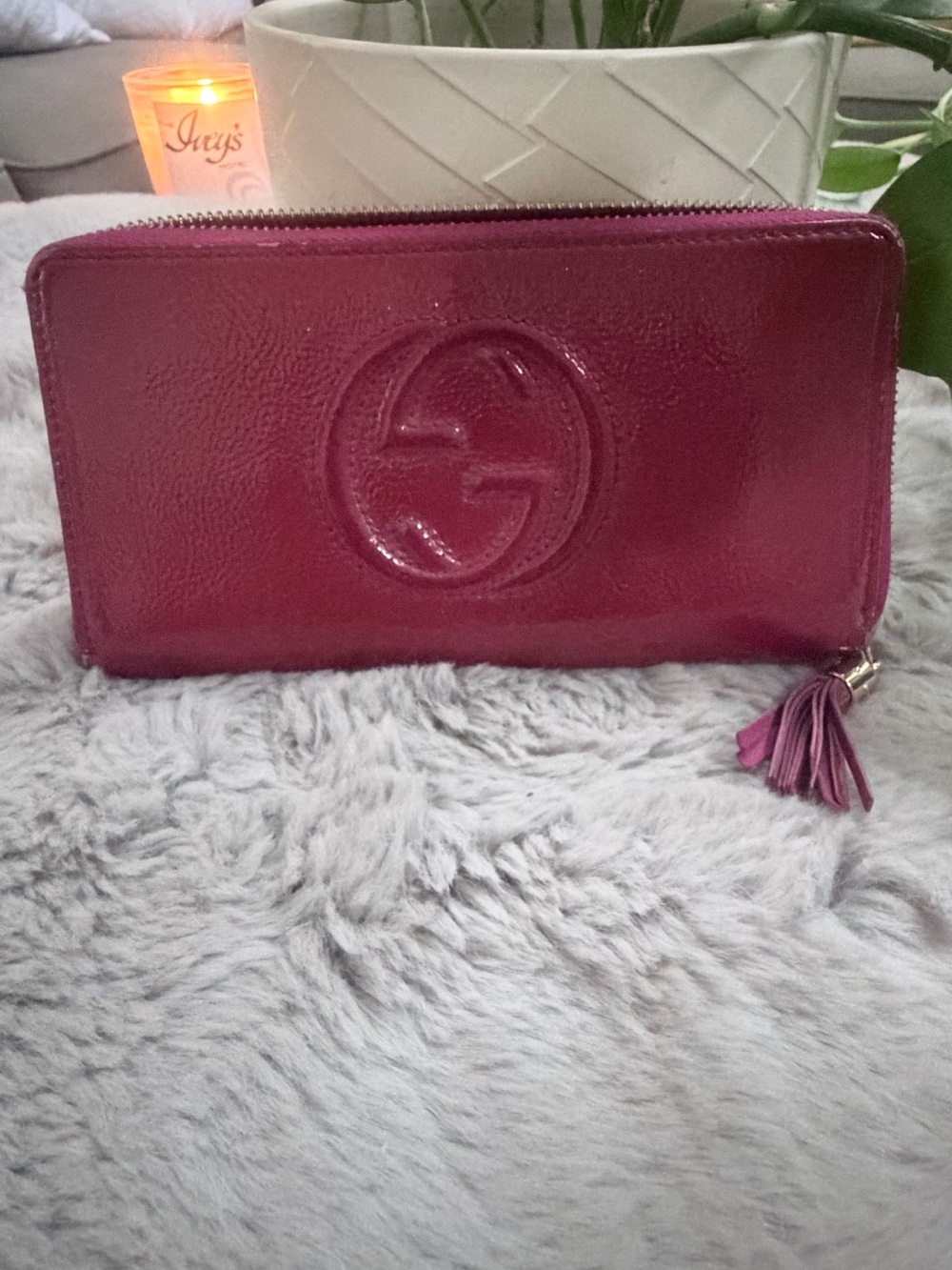Gucci Patent Leather Zip Wallet - Raspberry Pink - Picture 2 of 7